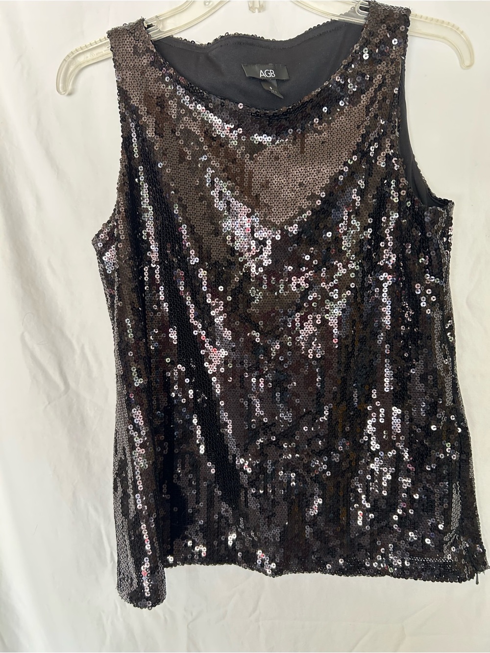 AGB Black Metallic Sequin Tank Top Size Small Going Out Party